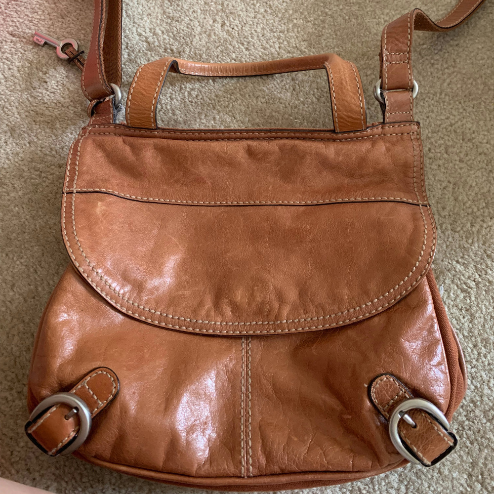 Fossil leather cross body satchel bag